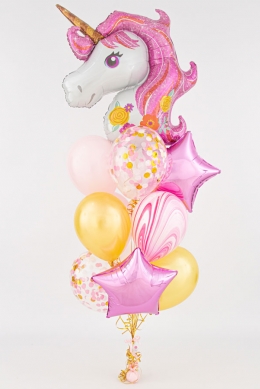 Связка гелиевых шаров «Нежный единорог»